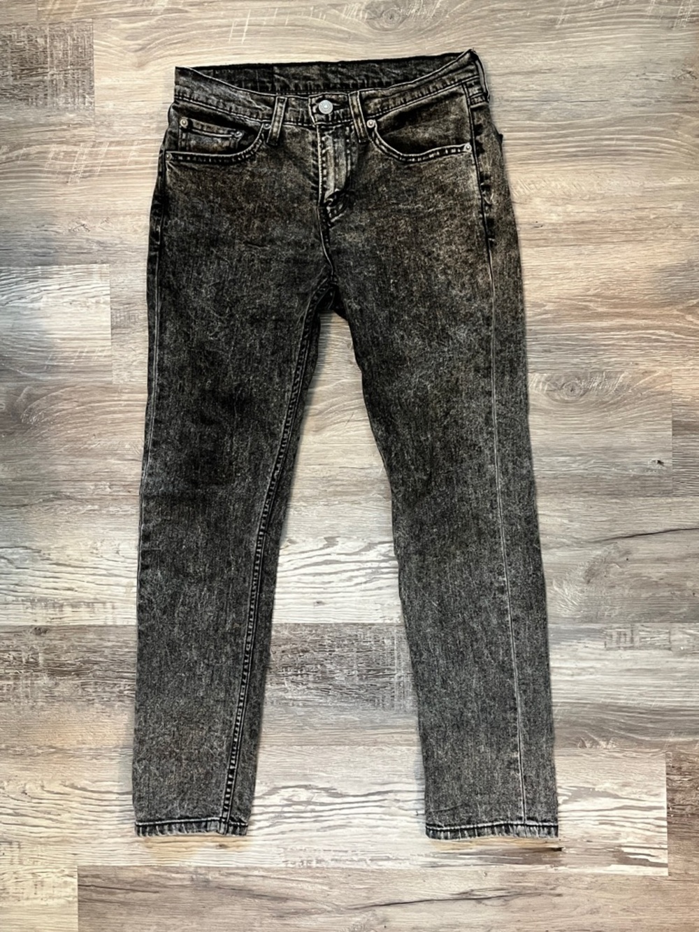 Acid Wash Black Skinny Jeans